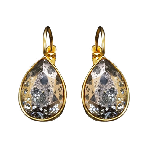 Auskarai "Kristalo Lašas (Rožinė Patina)" su Swarovski™ kristalais